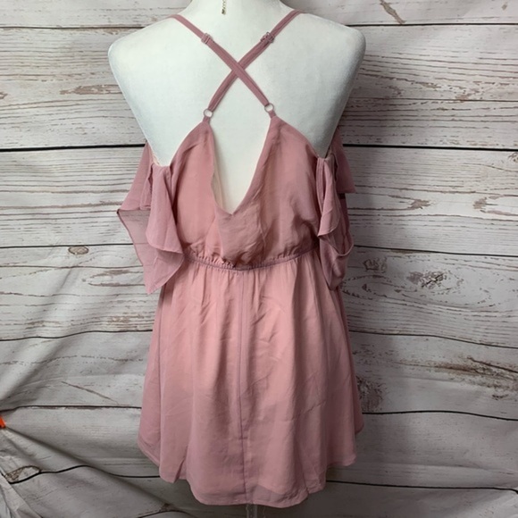 NWOT Tobi Rhythm Rose Cold Shoulder Mini Dress - Picture 7 of 10